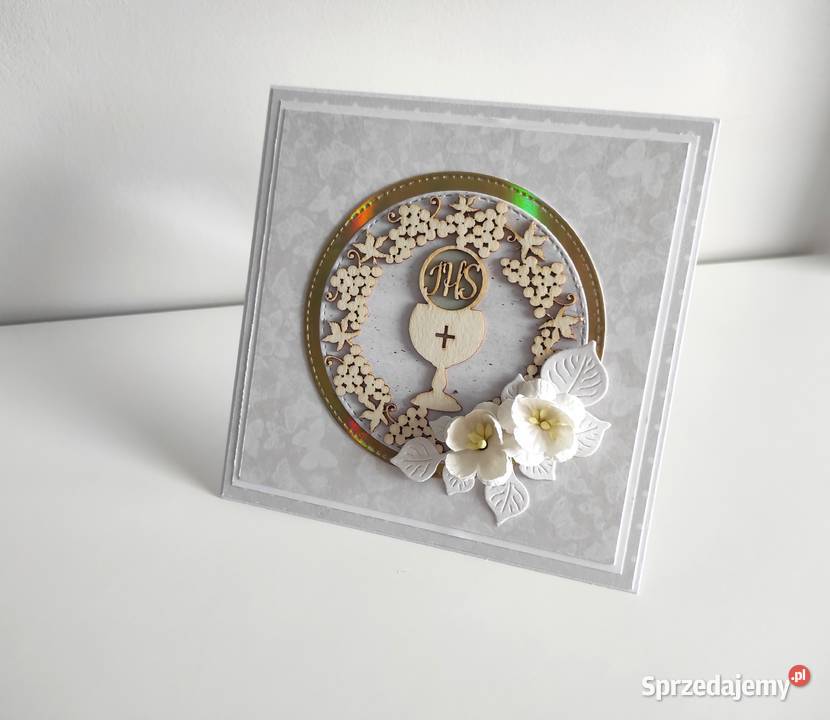 Kartka ręcznie robiona Komunia Święta handmade sprzedam