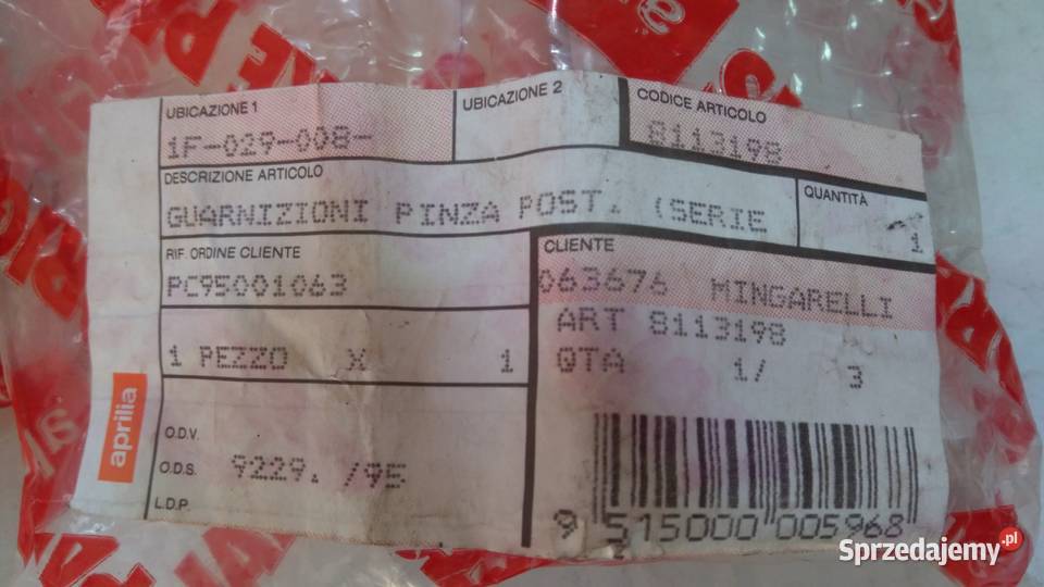 Uszczelki tłoczka hamulcowego tył BREMBO Aprilia Bielsk Podlaski