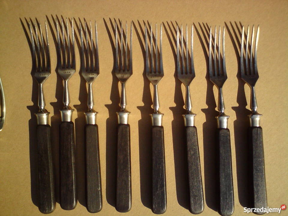 sztućce widelce przedwojenne bakelit alpacca 16 sprzedam