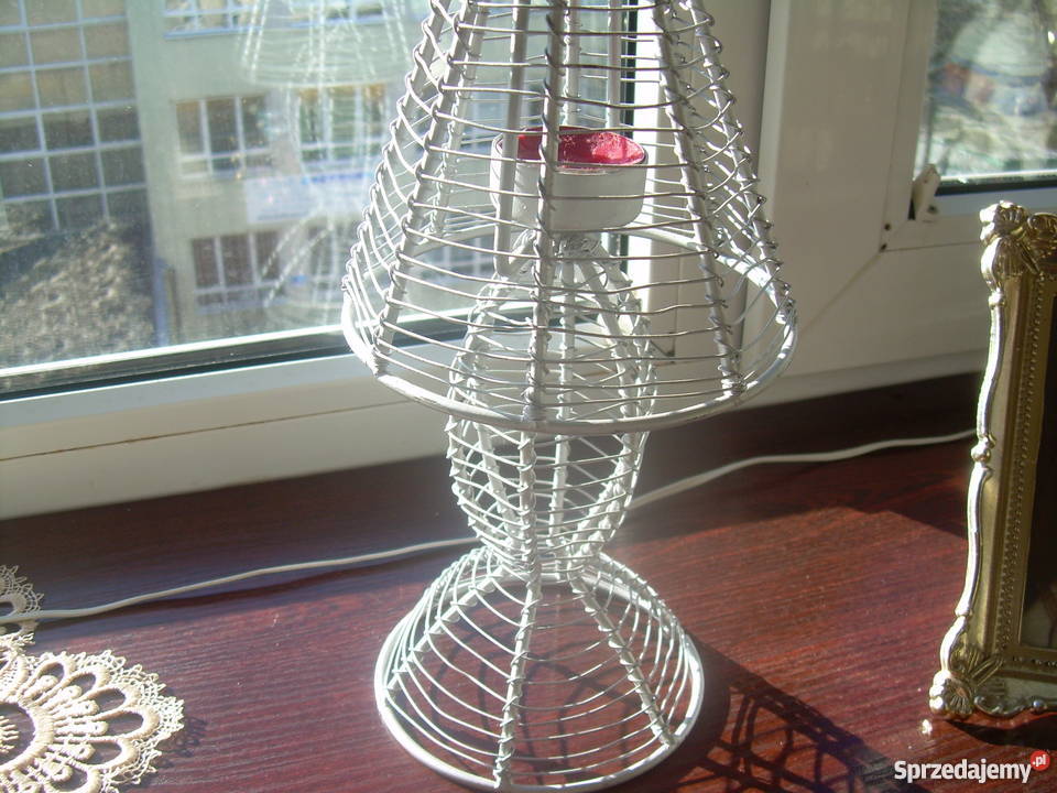 piękny świecznik klosiki szklane kwiatki odcienie szarości Warszawa