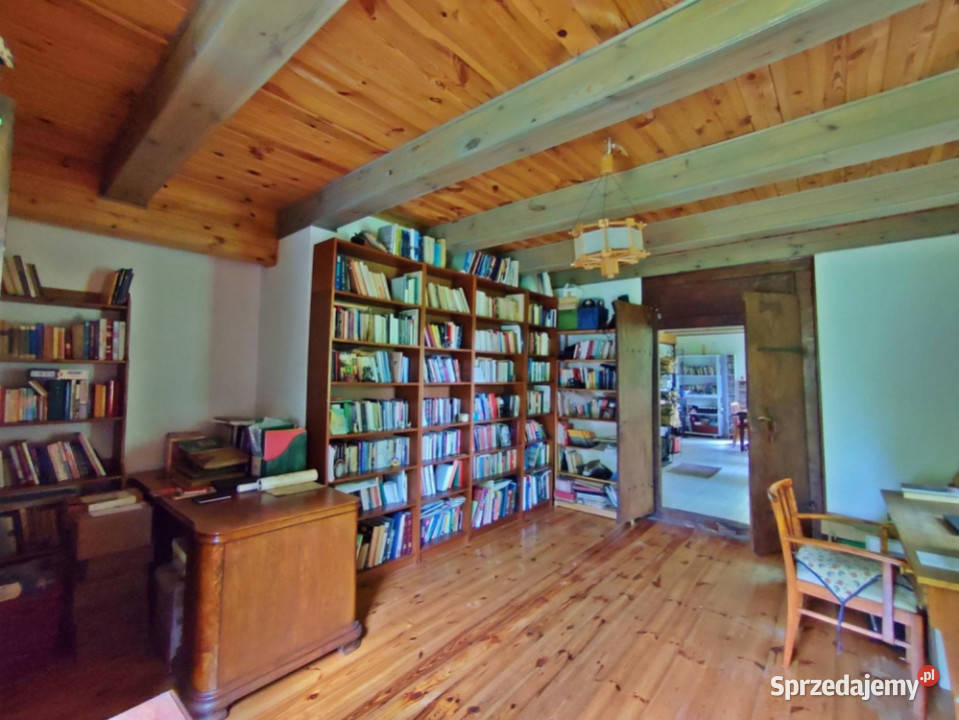 Drewniany dom w małej wiosce w lesie 35 centrum mazowieckie Dębe Wielkie