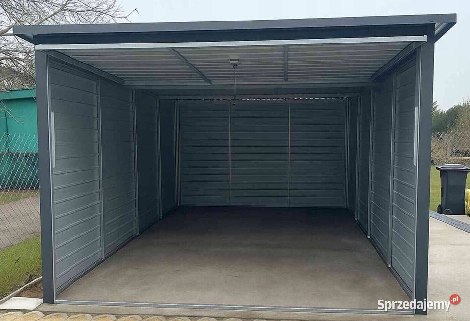 Garaż blaszany 3x5 Grafit jednospadowy brama Jodłownik