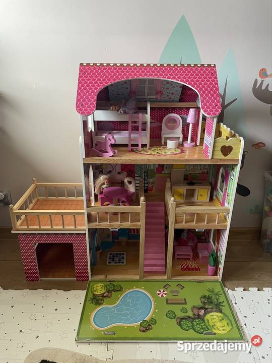 Duży domek lalek XXL drewniany Kinderplay willa kolorowy