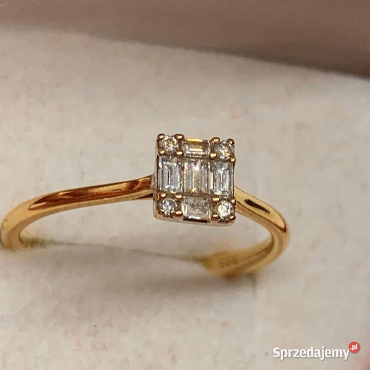 Złoty PIERŚCIONEK damski 14K cudowne DIAMENTY Warszawa sprzedam