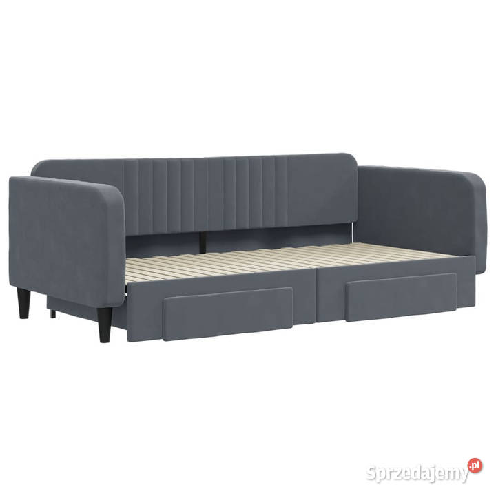 Sofa rozsuwana z szufladami ciemnoszara aksamit mazowieckie Warszawa