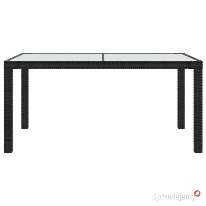 Stół ogrodowy 150x90x75 szkło i rattan PE czarny Warszawa sprzedam