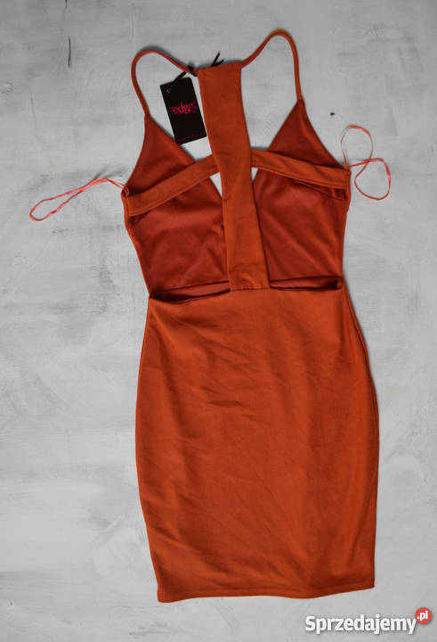 ruda sukienka z rozcięciami S Edge clothing midi mazowieckie
