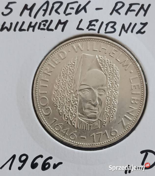 5 marek RFN Wilhelm Leibniz 1966 r menD mennicze Konin