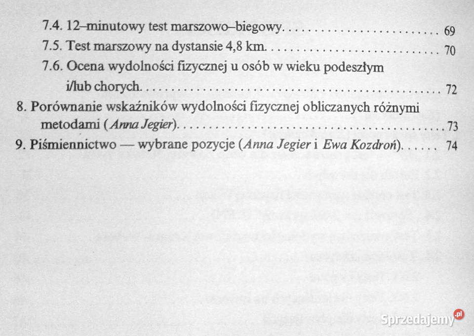 Metody oceny sprawności i wydolności fizycznej sprzedam