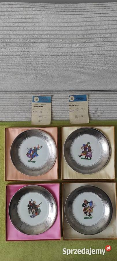 4 talerze dekorTańce Polskie Zofia Stryjeńska mazowieckie