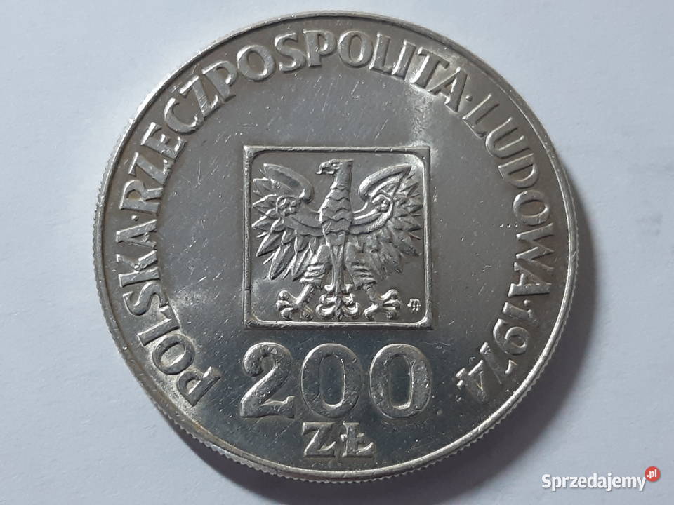 Monety 200 złotych PRL mapka XXX lat PRL 4 lubelskie Niemce