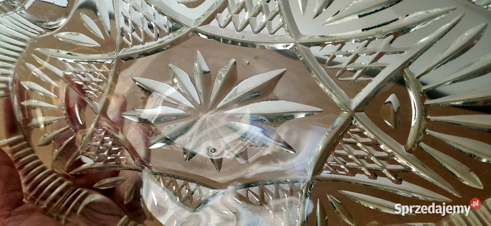 Patera płaska szklana ozdobny szlif stara Wyposażenie wnętrz kujawsko-pomorskie Tuchola