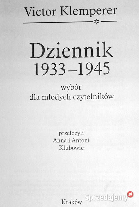 Dziennik 19331945 Victor Klemperer Chełm sprzedam