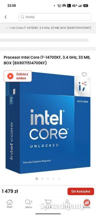 Procesor Intel Core i714700KF 34 GHz 33 MB BOX  Ostrołęka
