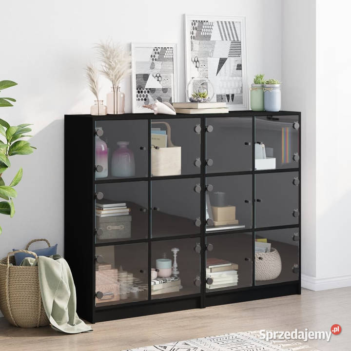 Biblioteczka z drzwiczkami czarna 136x37x109 Meble Warszawa