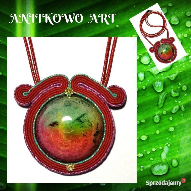 CZERWONY WISIOR Z ŻYWICĄ SUTASZ Naszyjniki Warszawa sprzedam