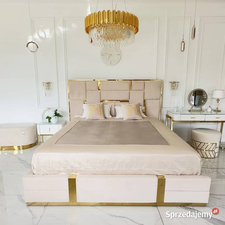 Łóżko Designerskie 180x200 Beżowe Emporio Styl 180cm Warszawa