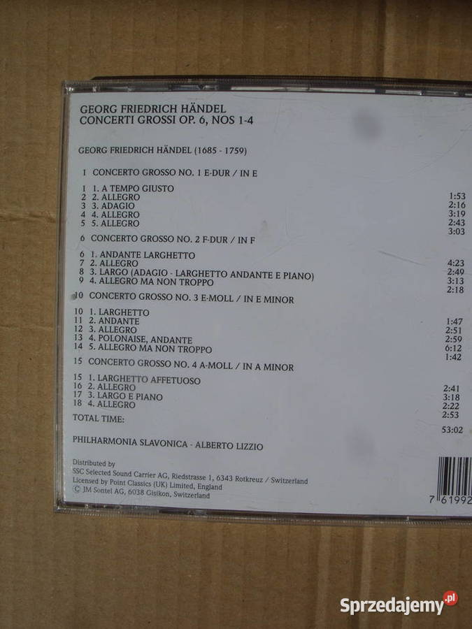 2 Plyty CD GFHANDELDONCERTI GROSIOP6NOS19 1999 Wołów