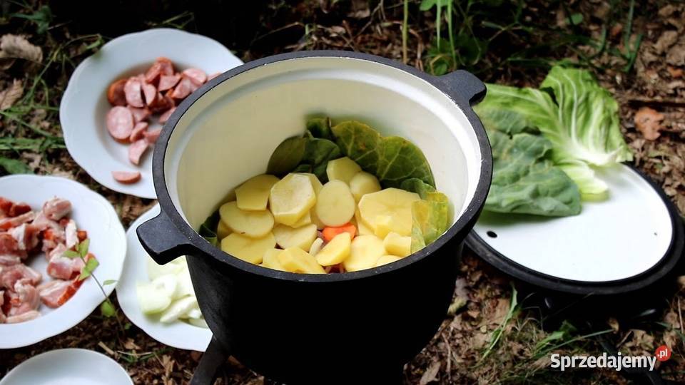 Kociołek myśliwski EMALIOWANY garnek żeliwny 10l Grillowanie Skawina