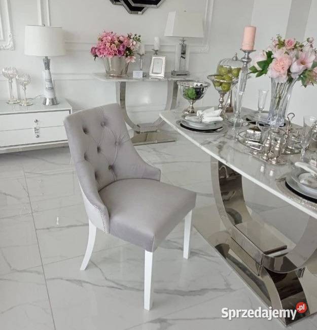 Krzesło glamour z kołatką drewniane pikowane 90cm Warszawa