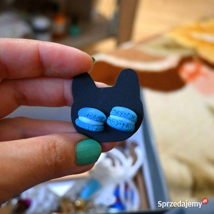 Kolczyki w kształcie niebieskich makaroników Dla kobiet Kielce