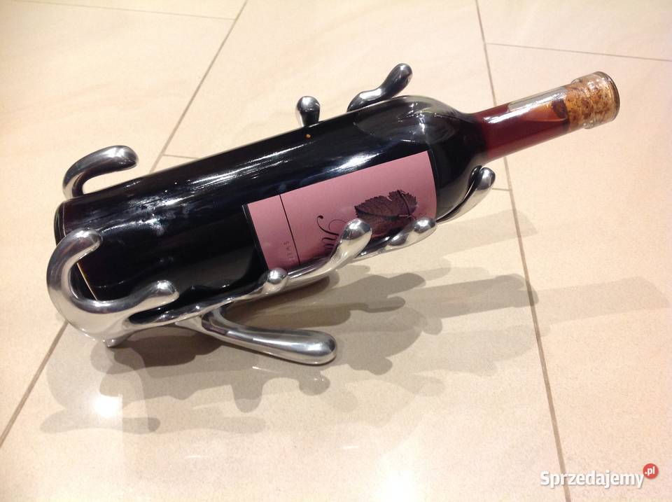 Piękny Srebrny Stojak na Wino Aluminium Design Nowa Sól