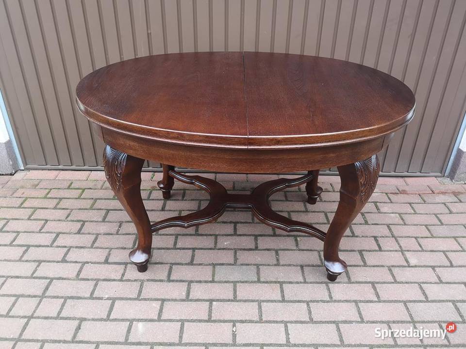 Stół Dębowy Owalny Dębowy Zgrabny Stary Antyk Swarzędz