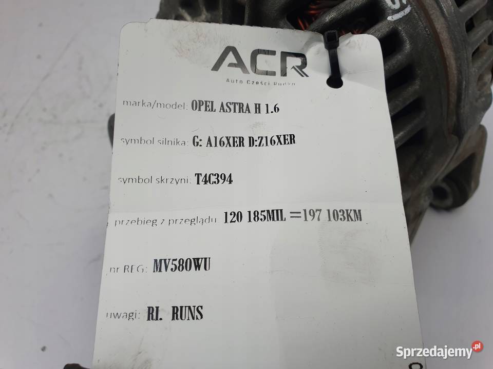 ALTERNATOR Opel Astra III H 16 16V bosch Układ elektryczny silnika Chełm