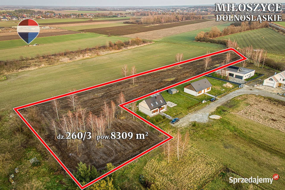 Działka inwestycyjna 8309 m z MPZP koło dolnośląskie Miłoszyce