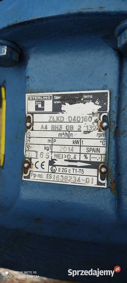 pompa odśrodkowa SIHI Sterling typ ZLKD 40160 Nowy Tomyśl
