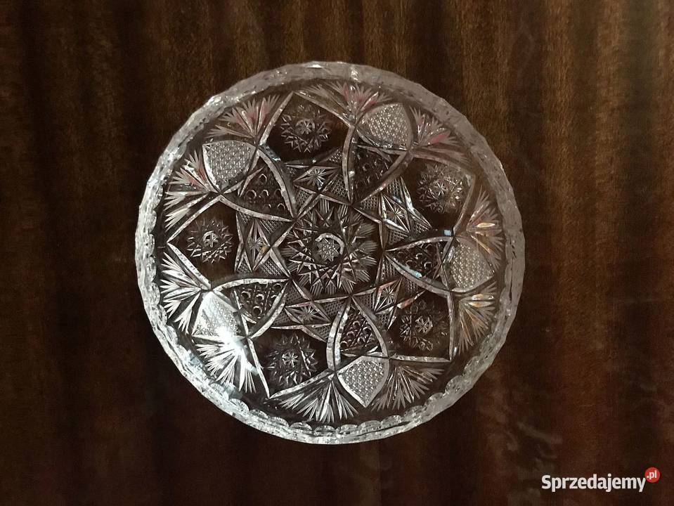 Kryształowa płytka miseczka 15 ręczny szlif PRL Łódź