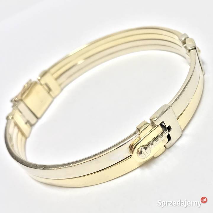 Złota BRANSOLETKA damska 14K SZTYWNA zdobiona Warszawa