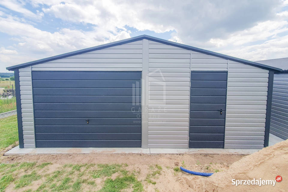 Garaż Blaszany 7x6m Brama Uchylna Drzwi Okno Krynica-Zdrój
