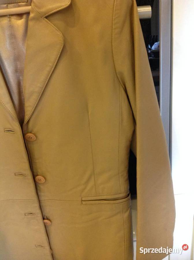 Płaszcz Skórzany Damski S Musztardowy skóra Rozmiar 36(S)