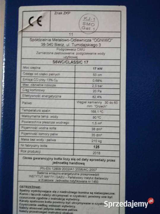 Kocioł piec OGNIWO 17kW S6WCCLASSIC17 Iwanowice Włościańskie