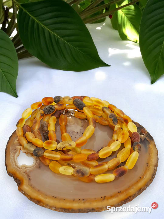 Korale z bursztynu BURSZTYN fasolka matowa mazowieckie Warszawa