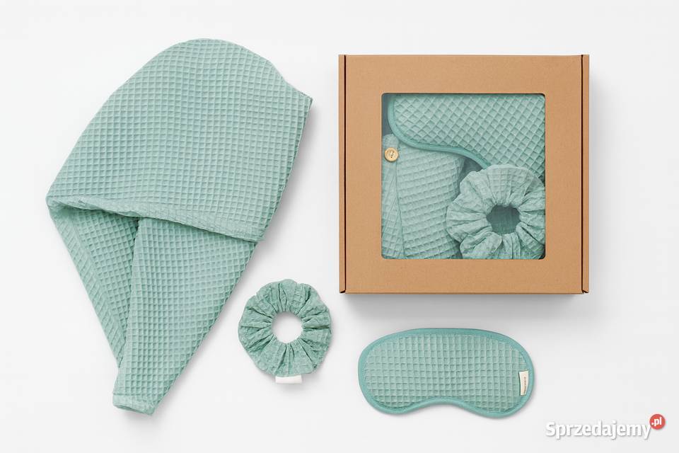 Zestaw SPA turban scrunche opaska na oczy