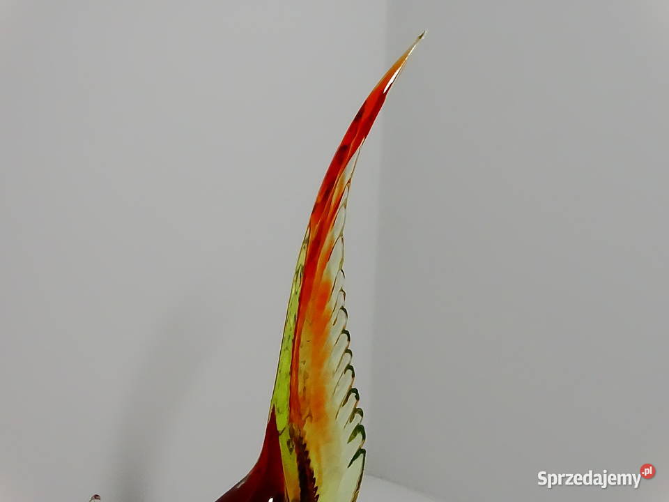 Szklana figurka koguta rajski ptak zwierzę Biłgoraj