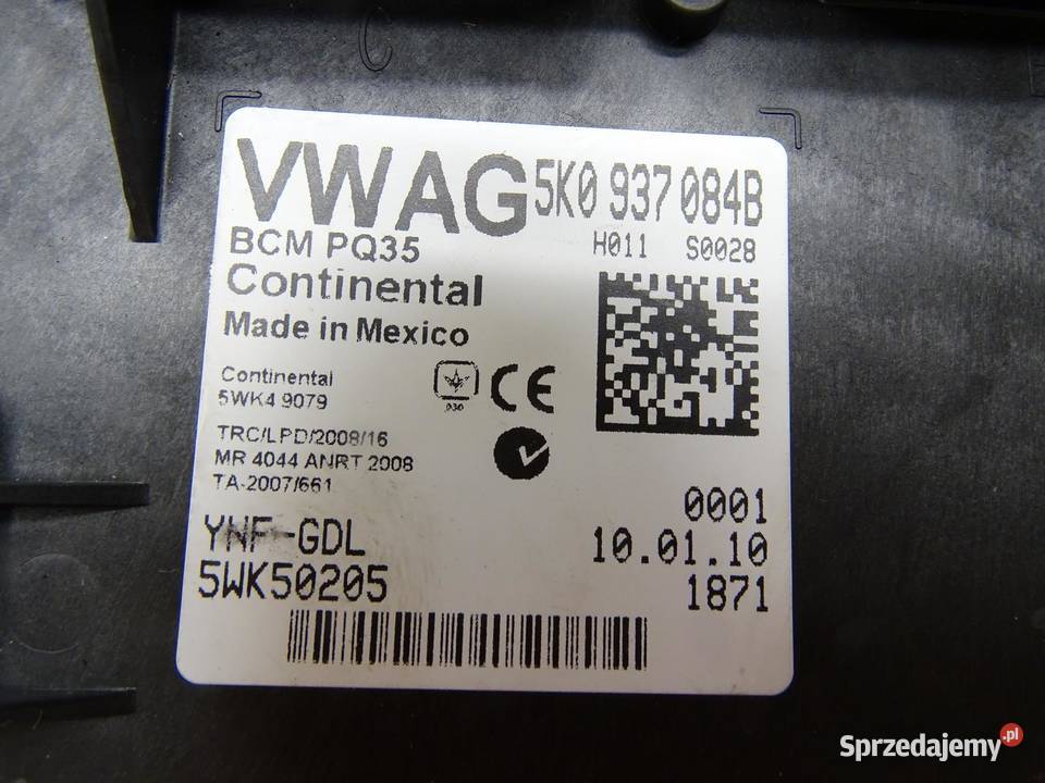 MODUŁ STEROWNIK KOMFORTU BCM 5K0937084B VW GOLF