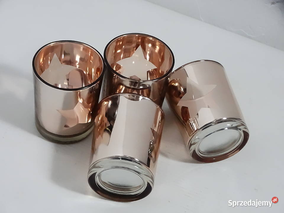 Komplet 4 świeczników Rose Gold z wyciętą lubelskie Biłgoraj