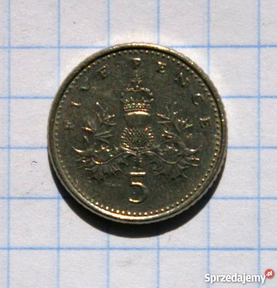 5 PENSÓW FIVE PENCE 1991 WIELKA BRYTANIA Numizmatyka Piszczac