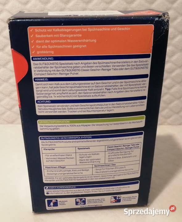 Sól do zmywarki 2 gruboziarnista z Niemiec Czeladź