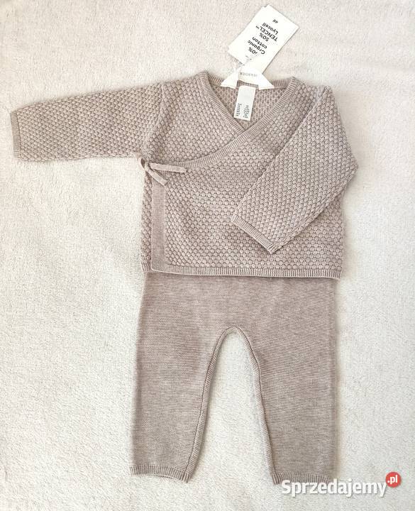Beżowy komplet HM 68 bawełna lyocell sweterkowy H&M Szczecin