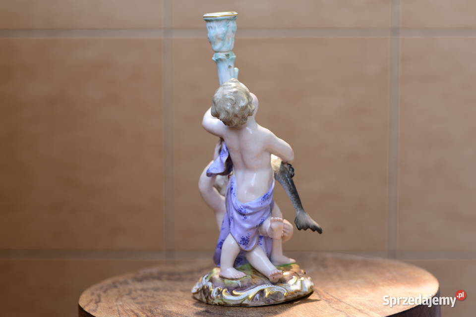 Meissen Porcelanowa Figurka z Dwoma Cherubami i Nysa
