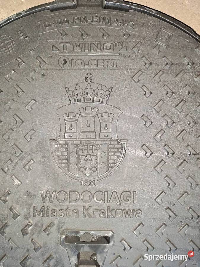 Żeliwny właz drogowy TWINO Herb Krakowa D400 Kraków sprzedam