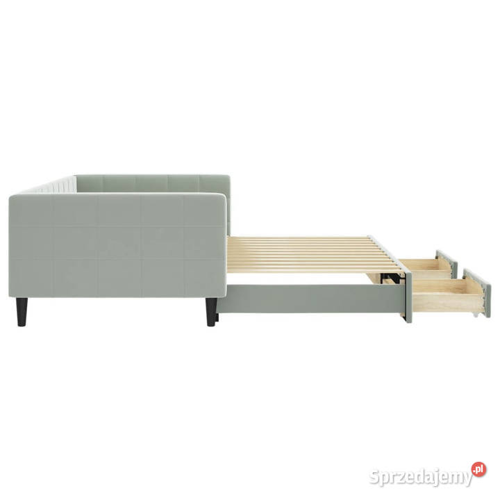 Sofa rozsuwana z szufladami jasnoszara aksamit Warszawa sprzedam