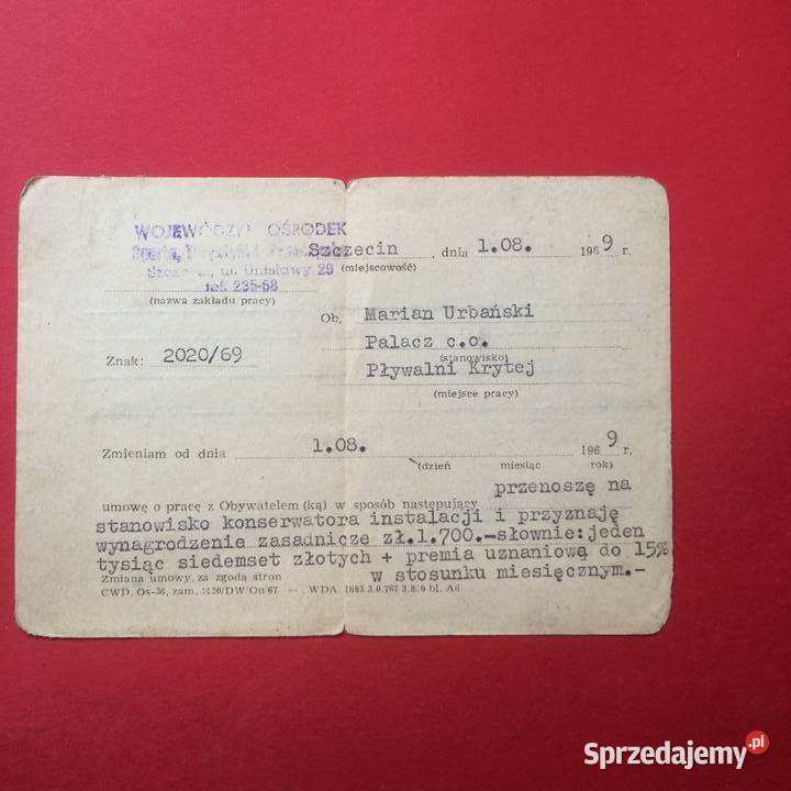 1317 Zmiana Warunków Umowy Urbański zachodniopomorskie sprzedam