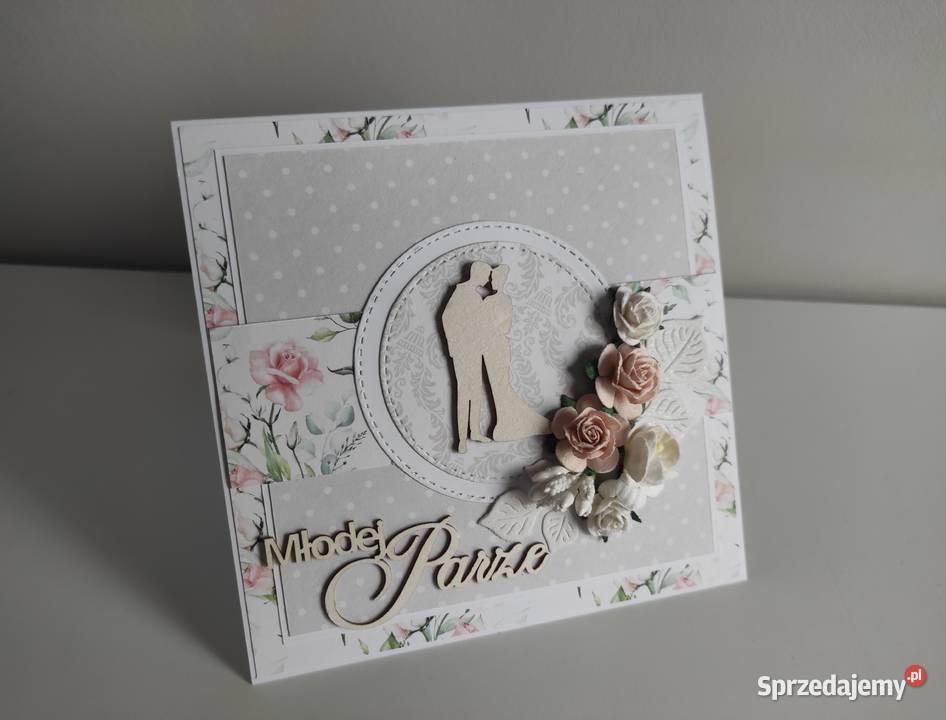 Kartka ręcznie robiona na Ślub z pudełkiem Rękodzieło Łódź sprzedam