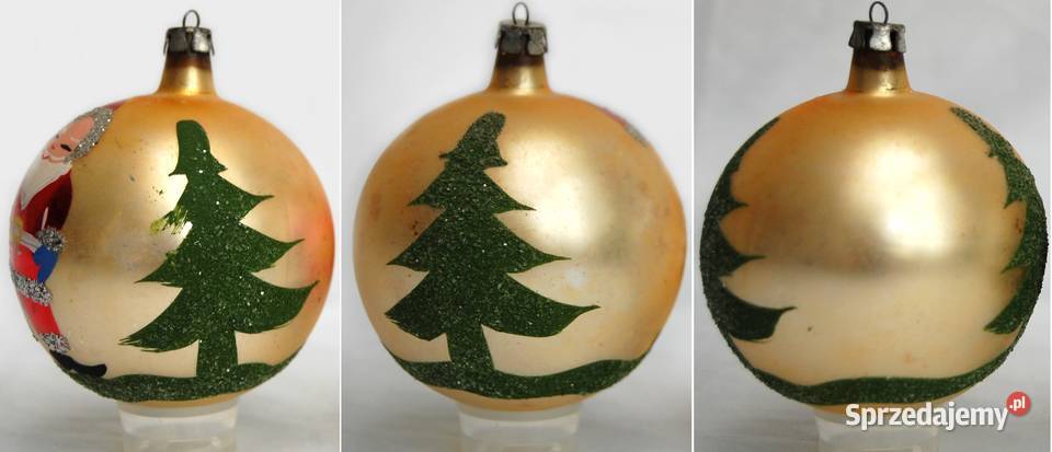 Stara bombka szklana ręcznie malowana 8 Mikołaj