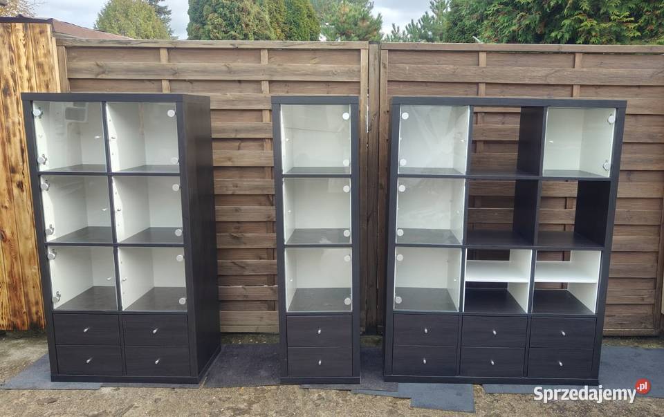 Komplet IKEA Kallax czarnobrąz regał 4x3 4x2 4x1 Regały Warszawa